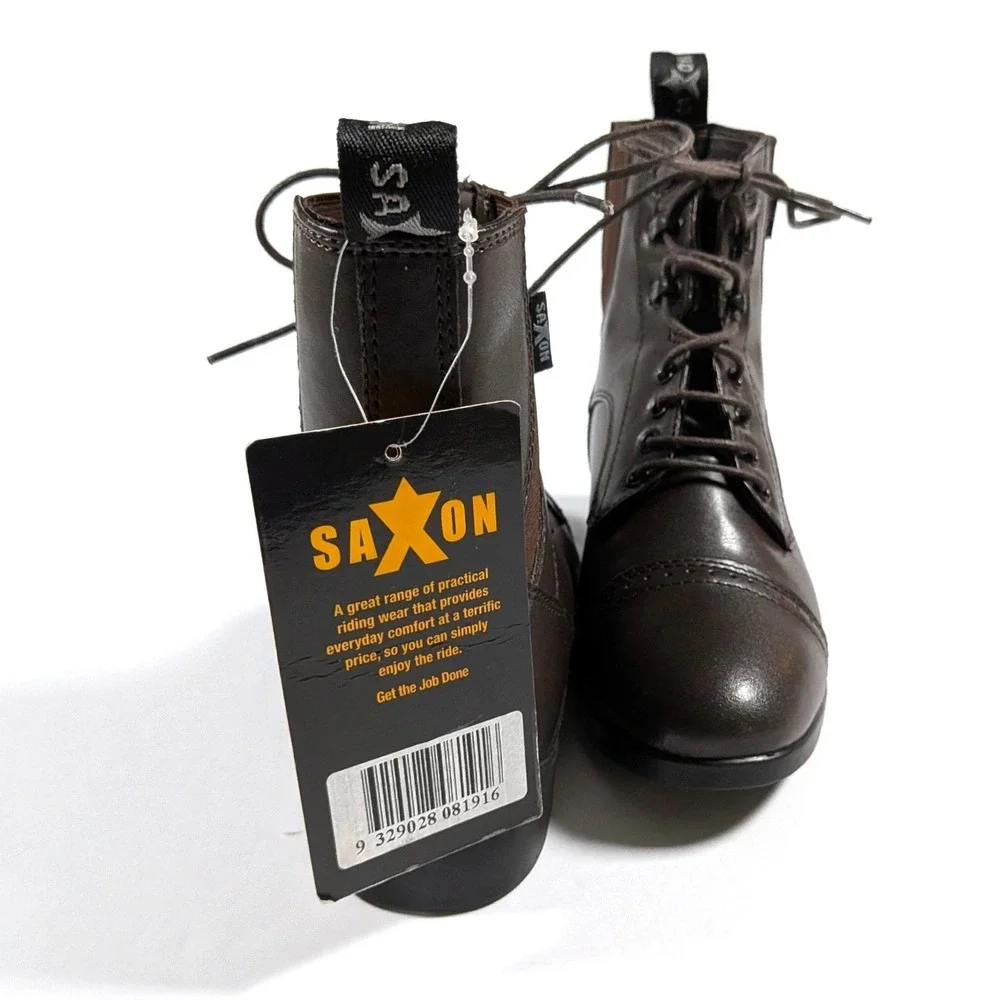 Saxon Syntovia Paddock Boots Lace Up Cap Toe Equestrian Dark Academia Sz 6